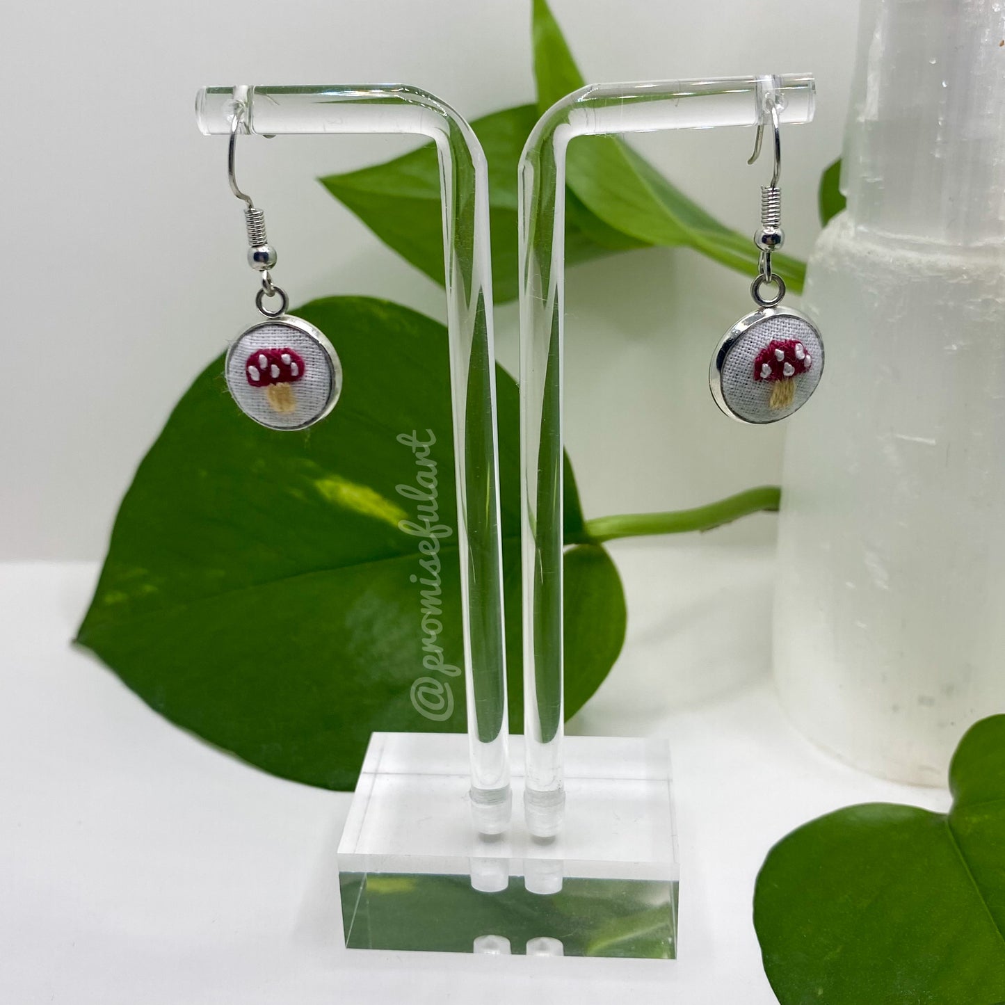 mushroom silver dangles