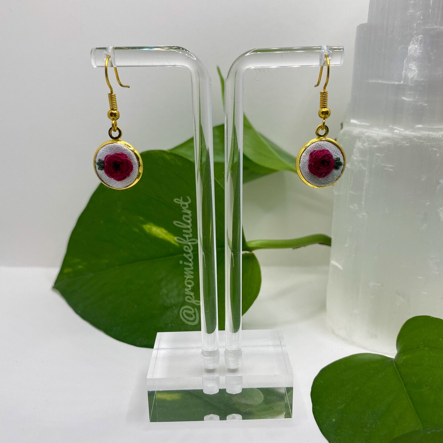 red rose gold dangles