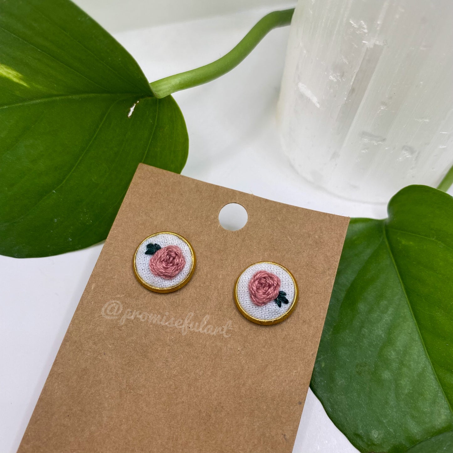 pink rose studs