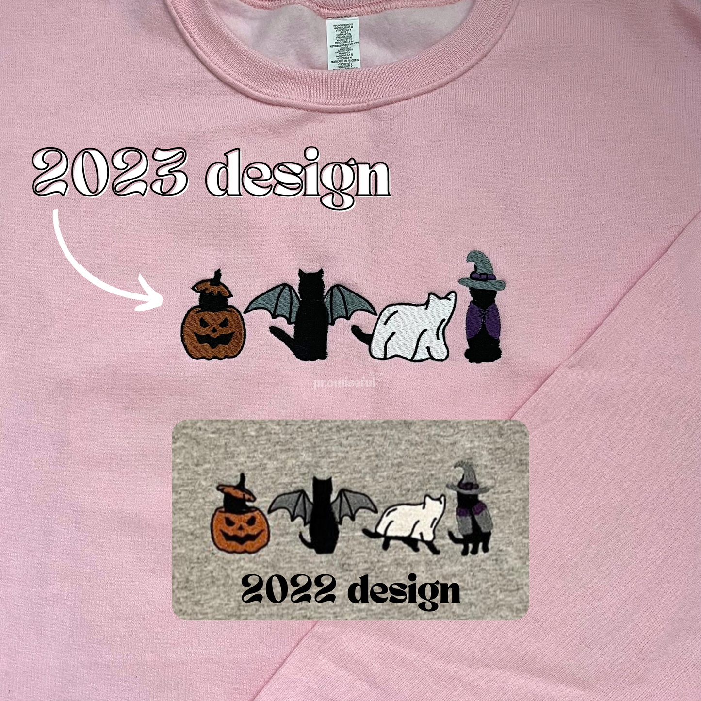 halloween cats embroidered crewneck
