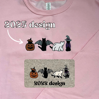 halloween cats embroidered crewneck