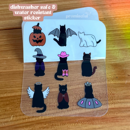 halloween cats clear sticker