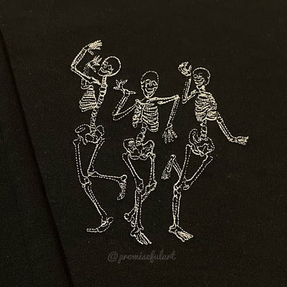dancing skeletons embroidered crewneck