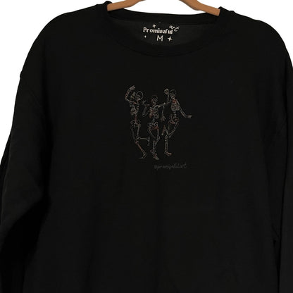 dancing skeletons embroidered crewneck