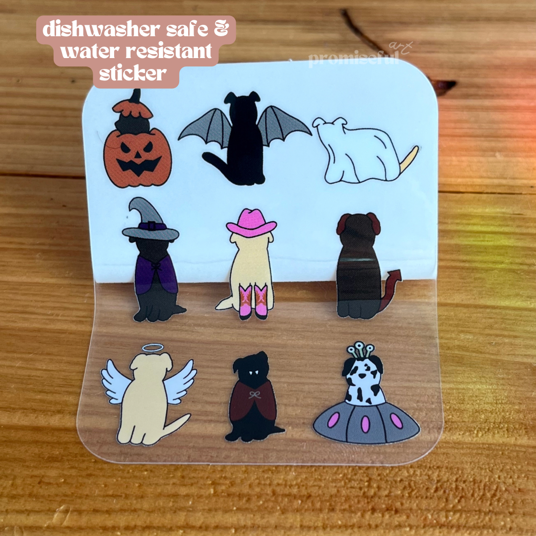 halloween dogs clear sticker