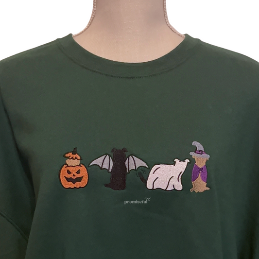halloween dogs embroidered crewneck