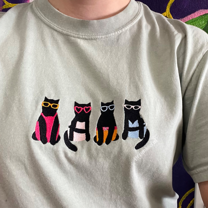 summer cats embroidered tshirt