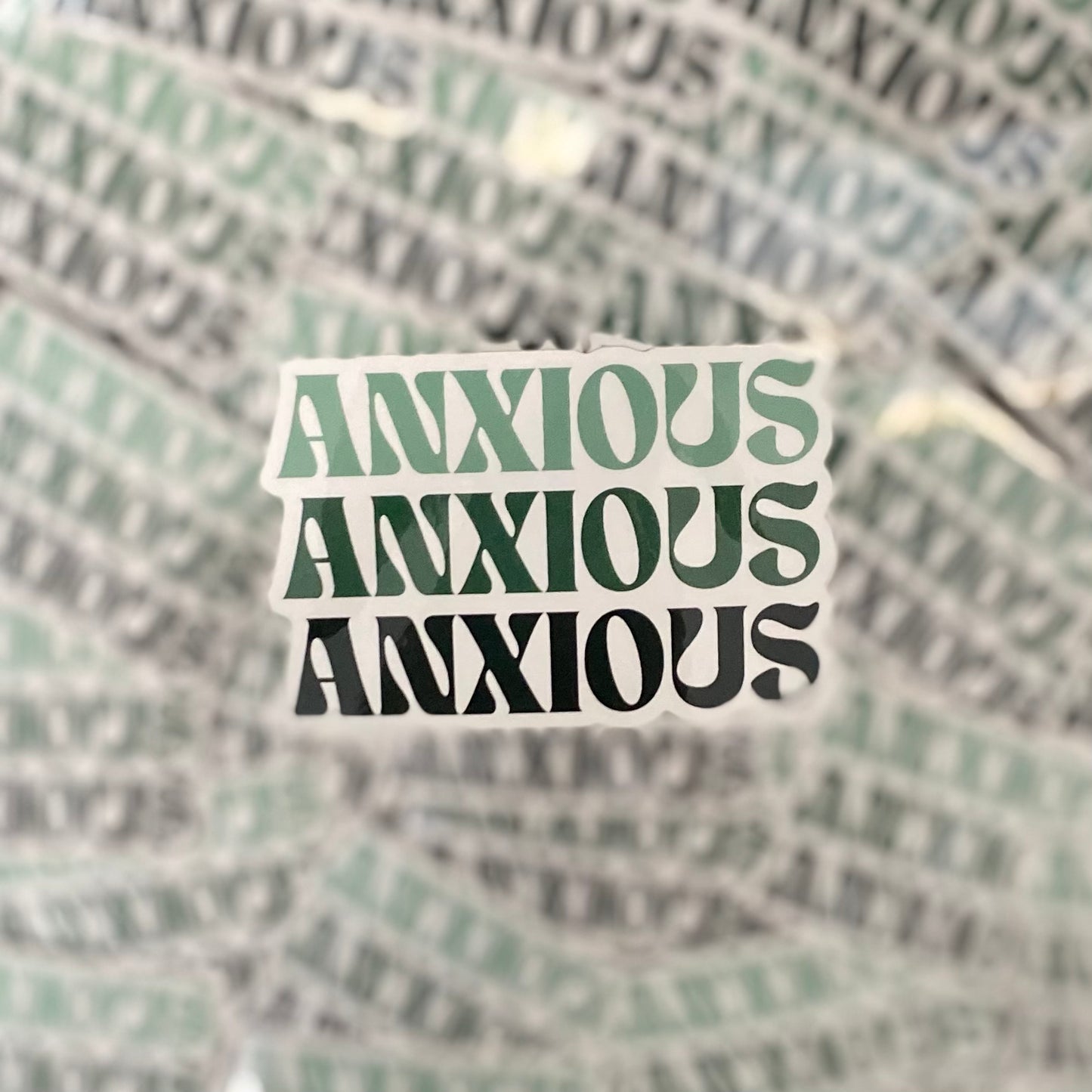 green anxious spell out sticker