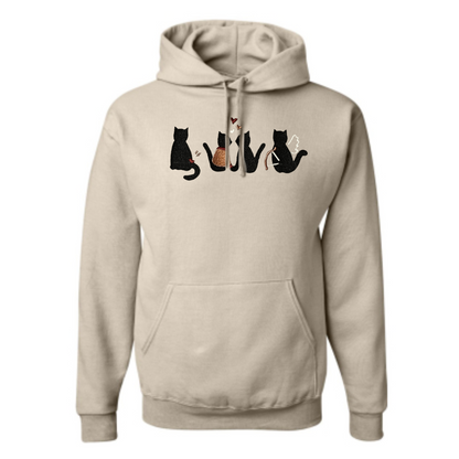 Valentines cats embroidered hoodie