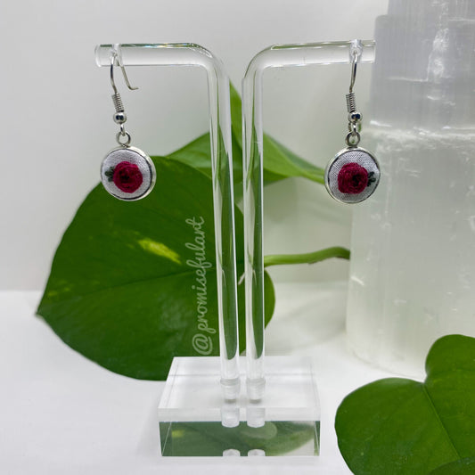 red rose silver dangles